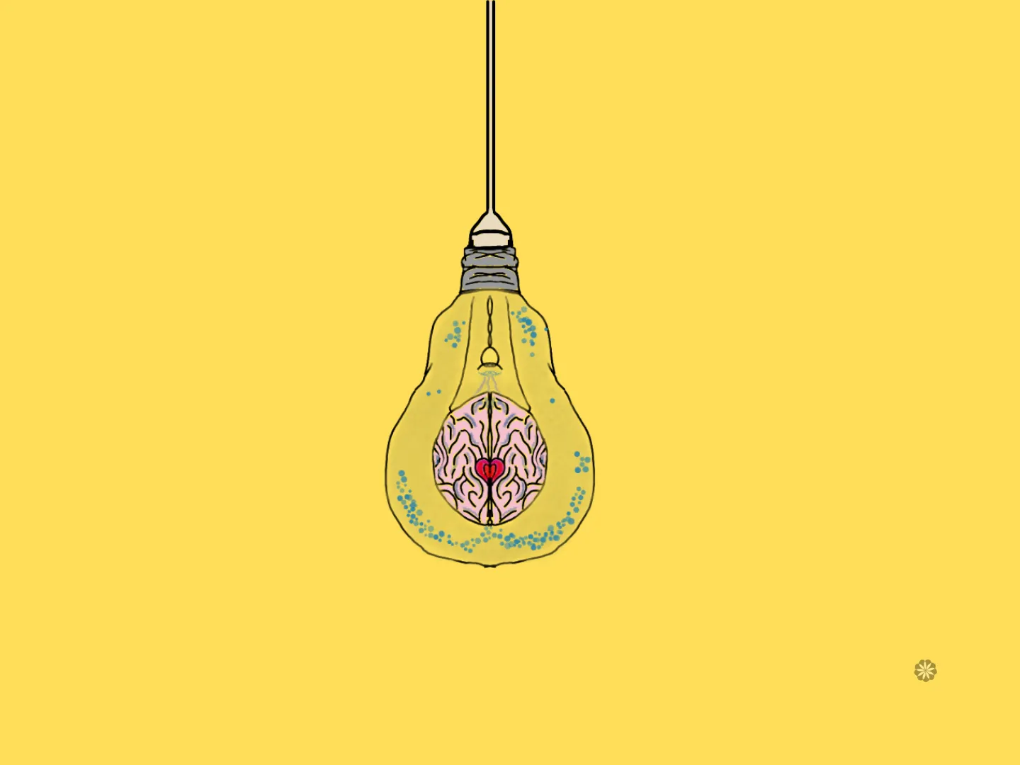 Illustration of a lightbuld with a brain inside it